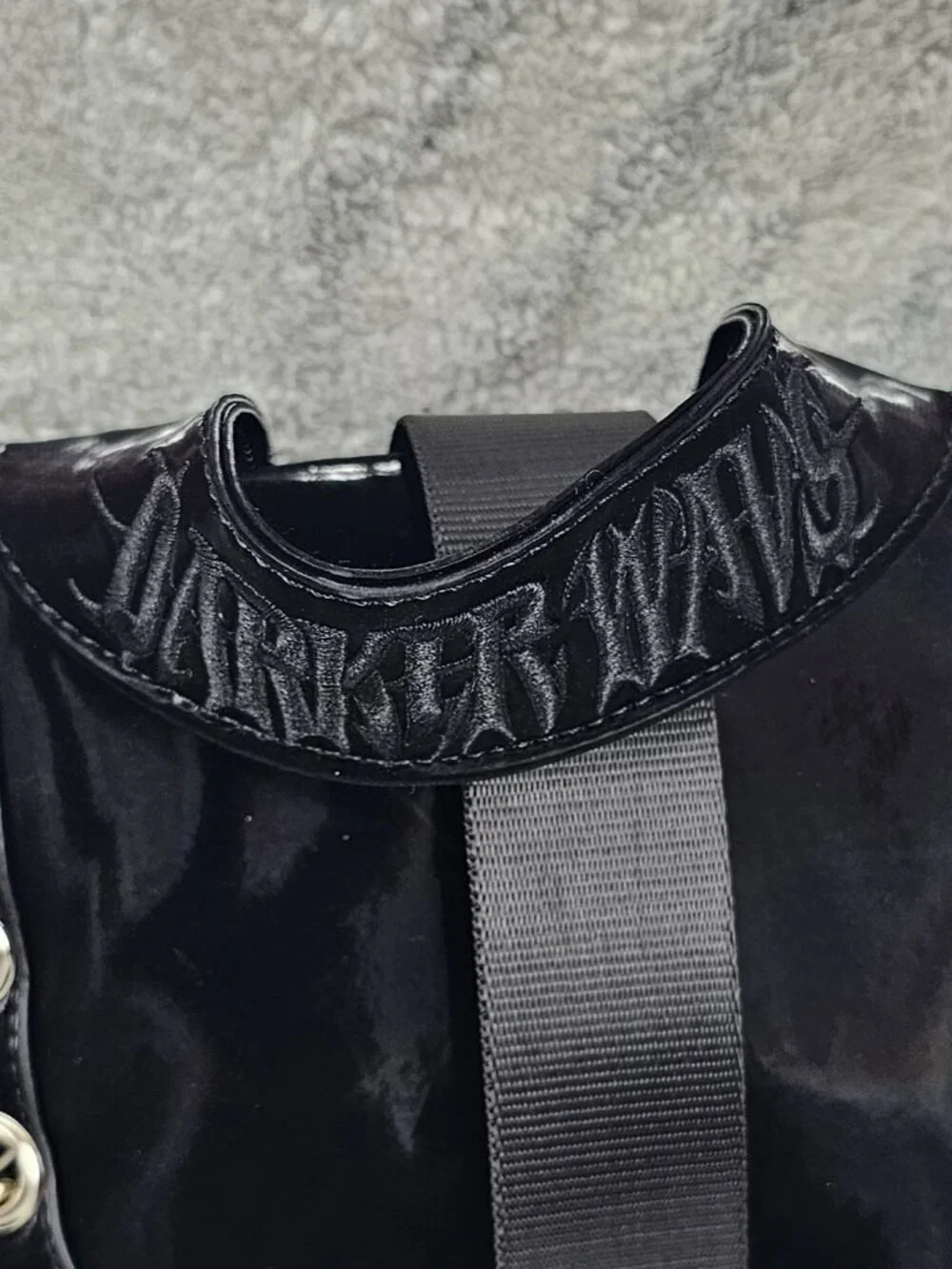 Darker Wavs Diatonic Liquid Velvet Backpack Shiny Black ORing Silver Hardware